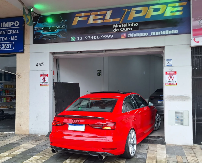 Fachada da oficina Felippe Martelinho de Ouro em Santos